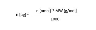 amount of oligonucleotide in µg