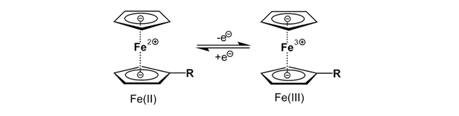 Oxidised and reduced form of Ferrocene